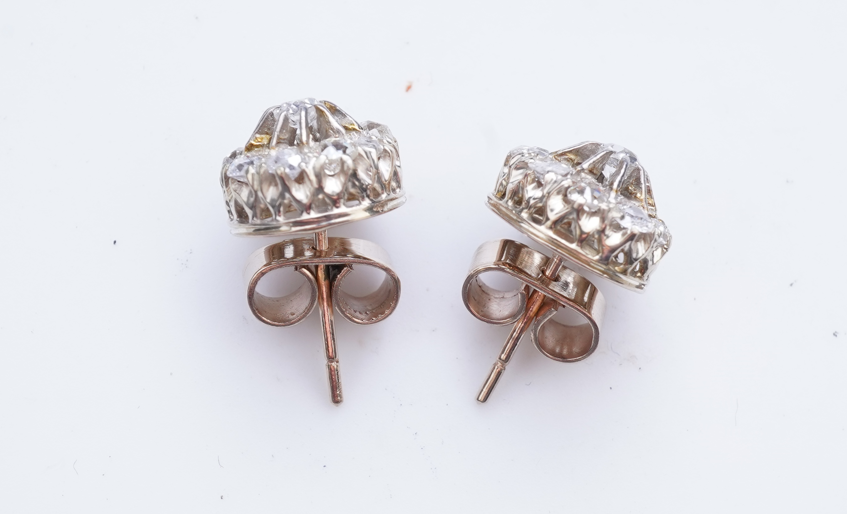 A pair of diamond earrings, early 20th century